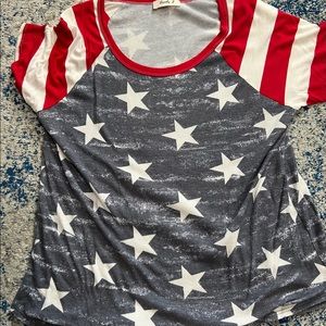 Lucky J waffle knit PATRIOTIC top